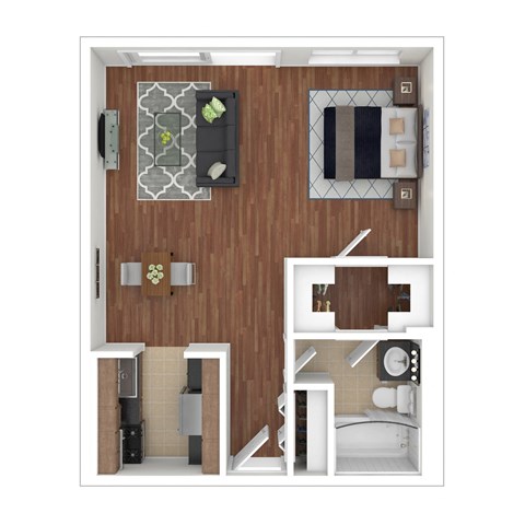 Floor plan for studio, 1 bath, 560 sqft